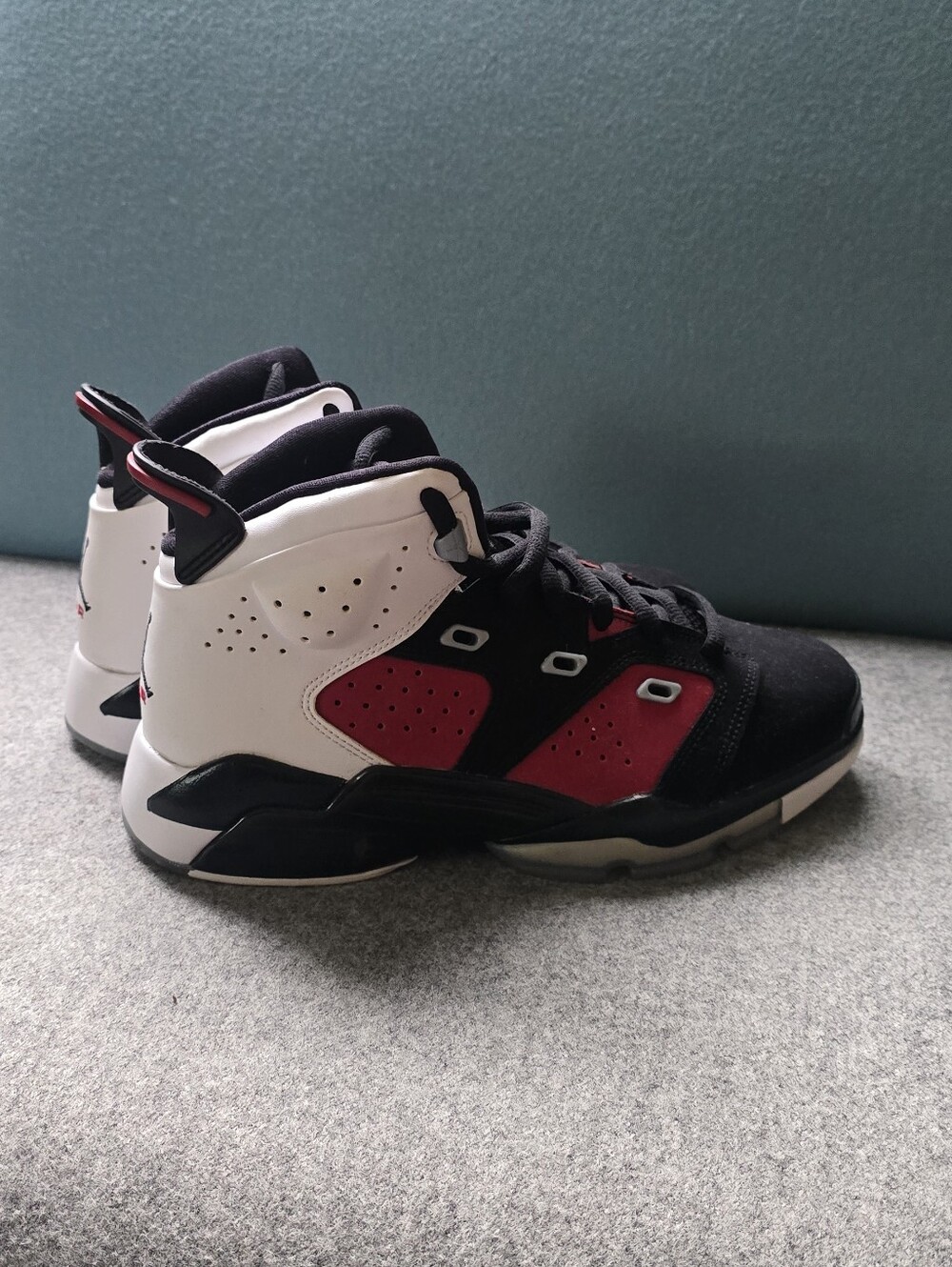 Men's Air Jordan High-Top Athletic Sneakers in Black, Red & White